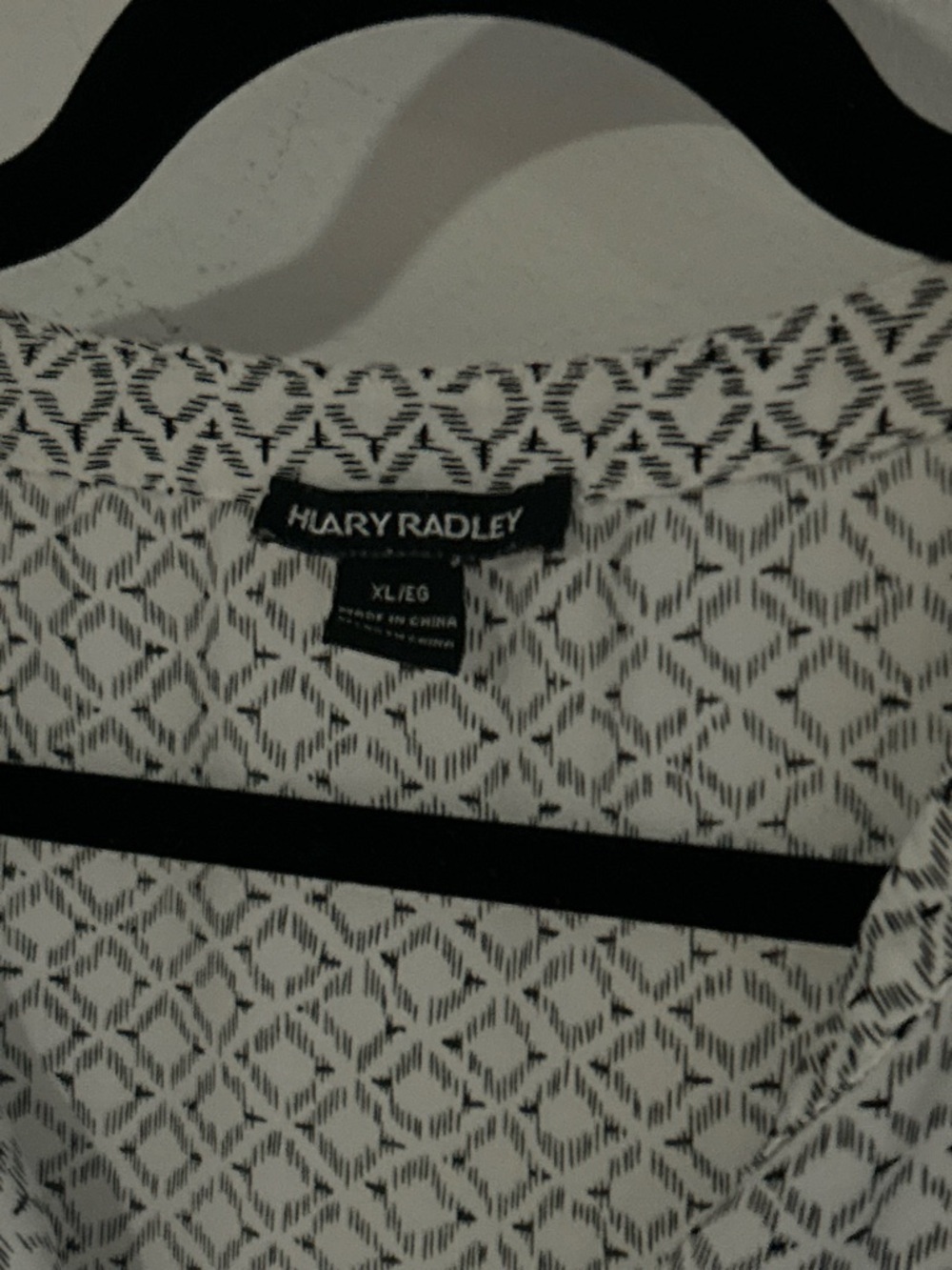 Hilary Radley Black and White Geometric Cap-Sleeve Blouse - Picture 2 of 3